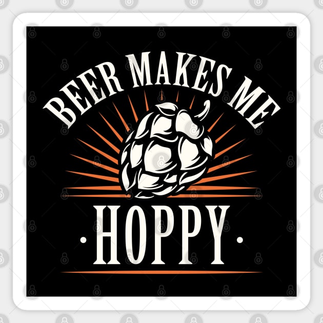 Beer Makes Me Hoppy Sticker by LuckyFoxDesigns